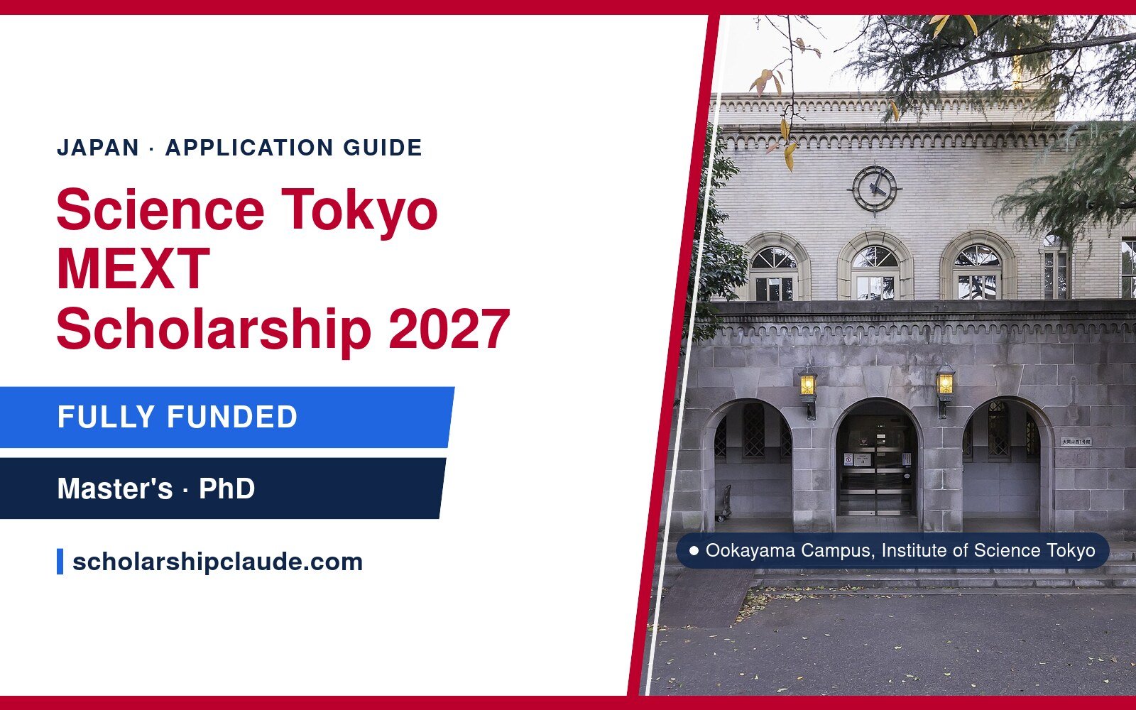 Institute of Science Tokyo MEXT Scholarship 2027: Eligibility, Supervisor Consent and How to Apply