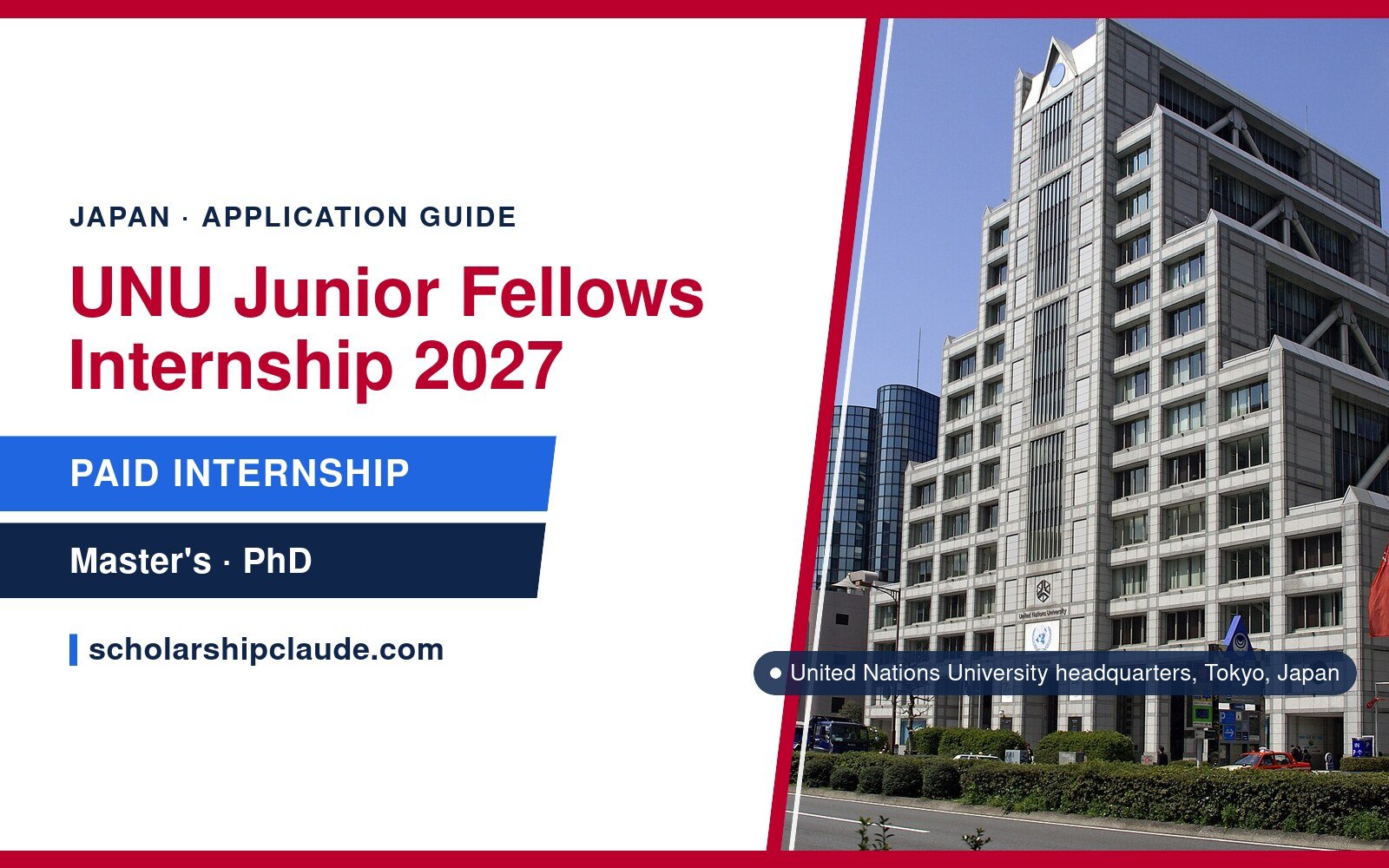 UNU Junior Fellows Internship 2027 in Tokyo, Japan: Eligibility, Stipend and How to Apply